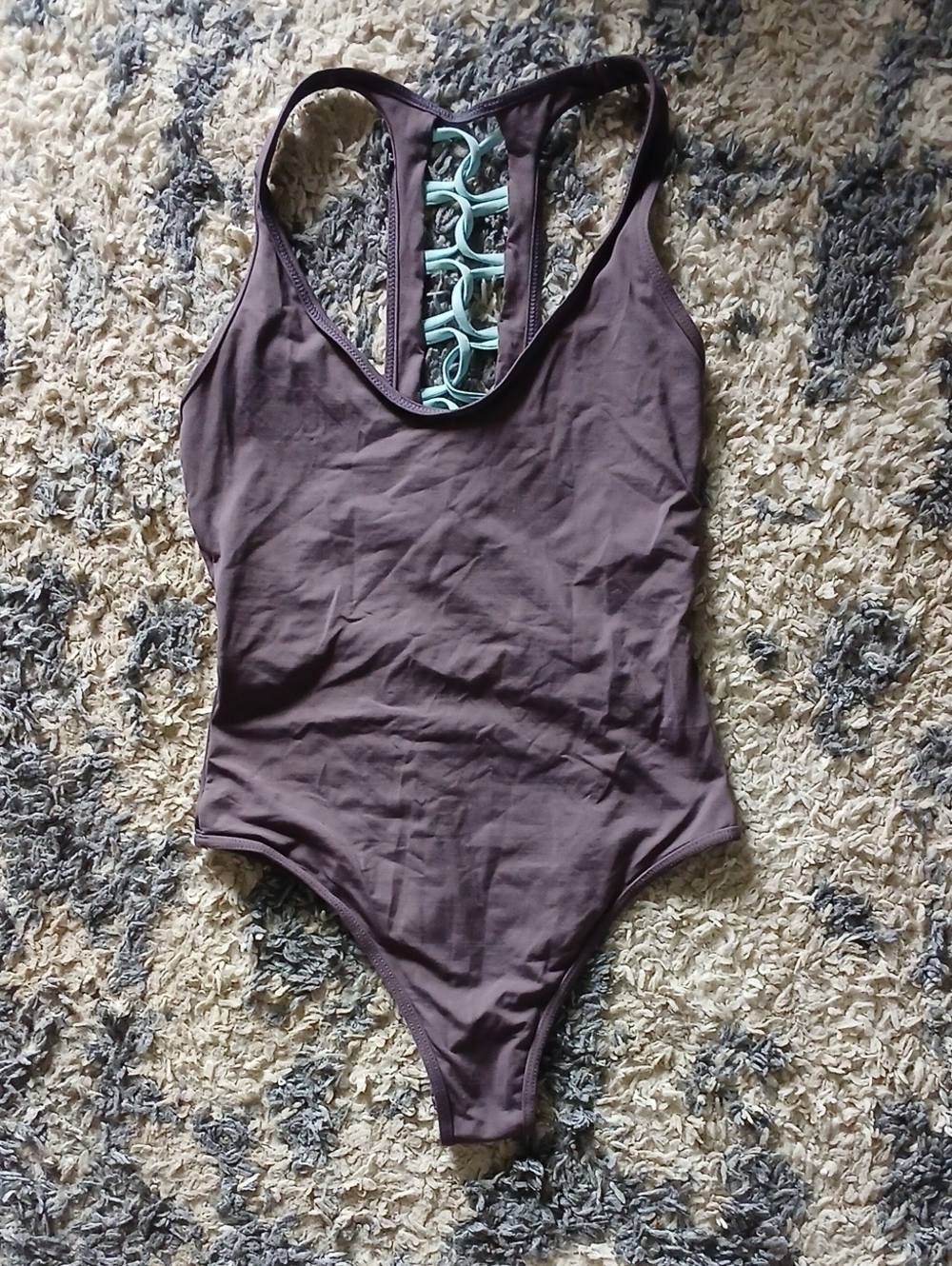 Mauve One-Piece Swimsuit with Mint Ladder Back